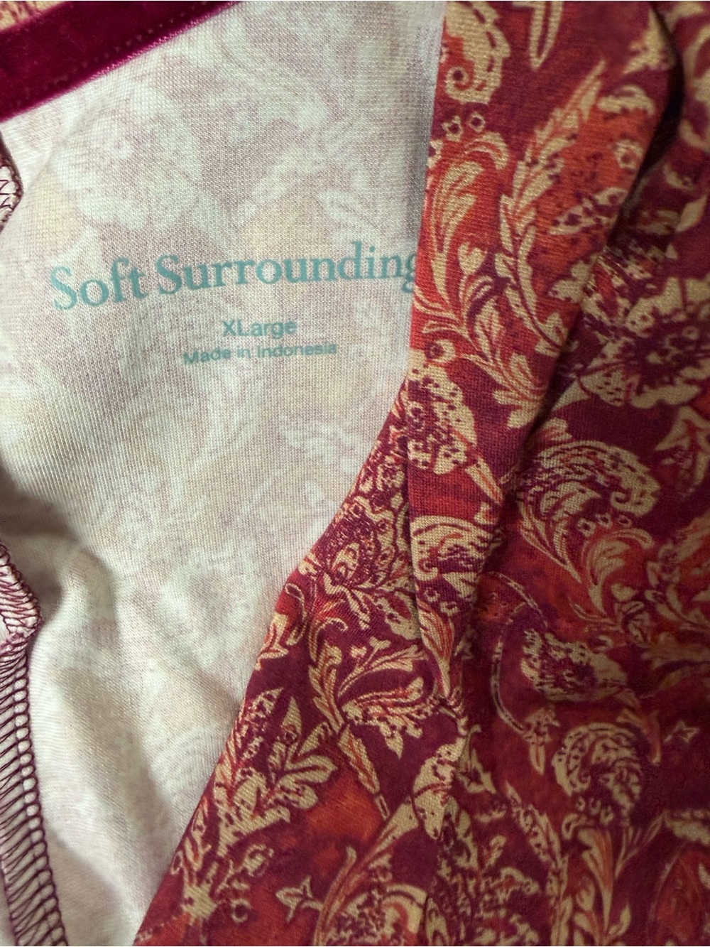 Soft Surroundings Lagia Maxi Dress in the "Spice Global Damask" Red Paisley XL - Picture 4 of 6